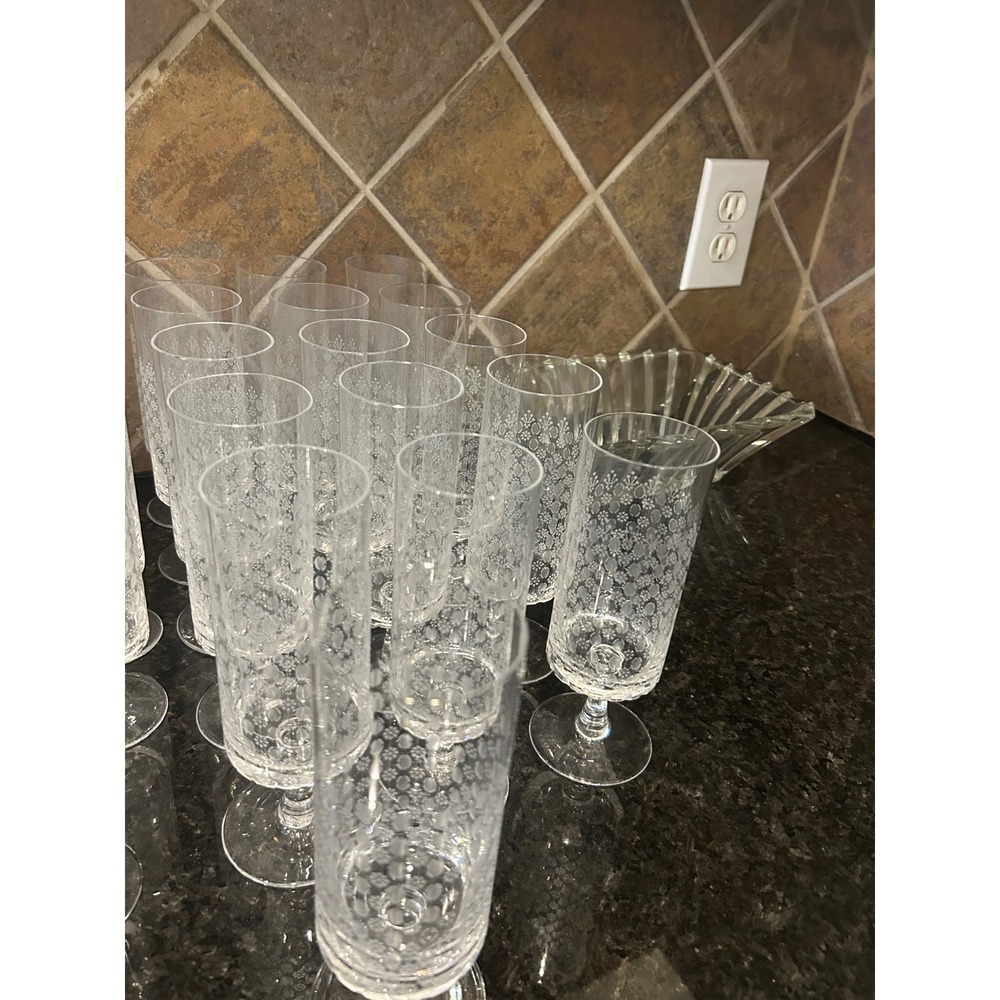 Rosenthal Motif Water Goblets Set of 14 Clear Crystal Excellent Etched Germany